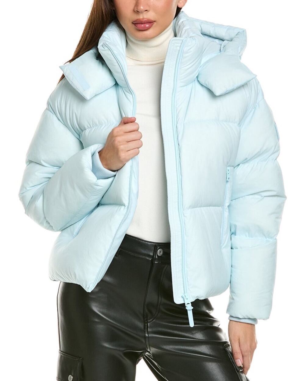 MACKAGE Women's Tessy Light Blue Drawcord Hem Pockets Duck Down Jacket Size XS